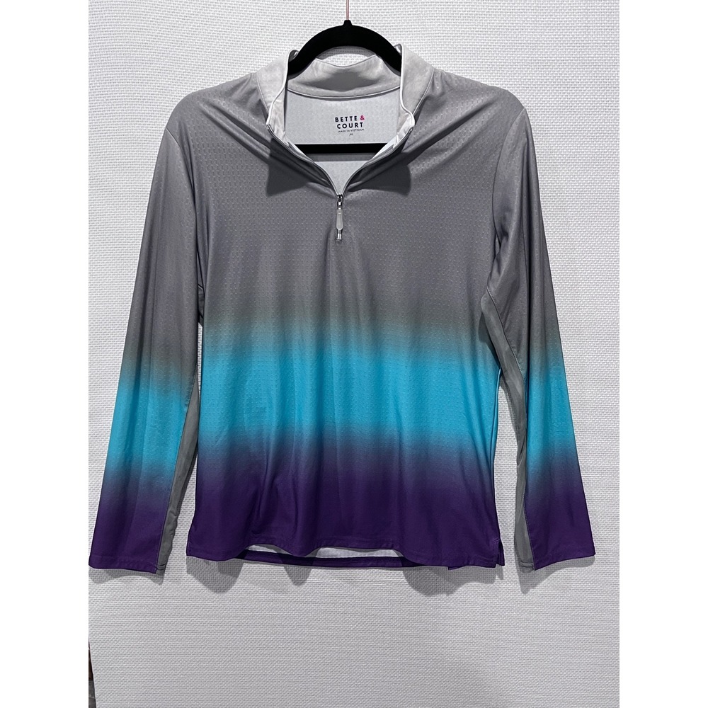 Bette & Court Ombre Long Sleeve Quarter Zip Pullover‎ Athlectic Top Medium